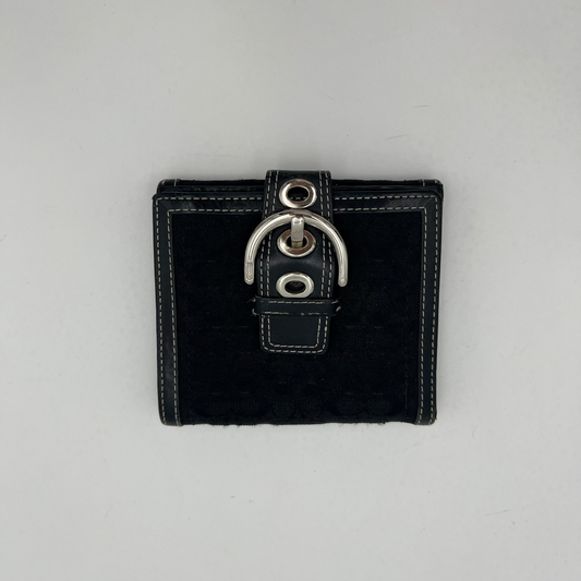 Coach Black Signature Canvas Buckle Soho Compact Bifold Wallet