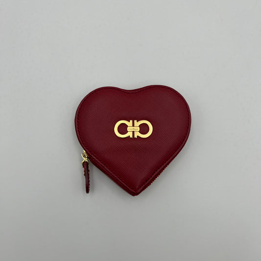 Salvatore Ferragamo Red Leather Heart Coin Purse