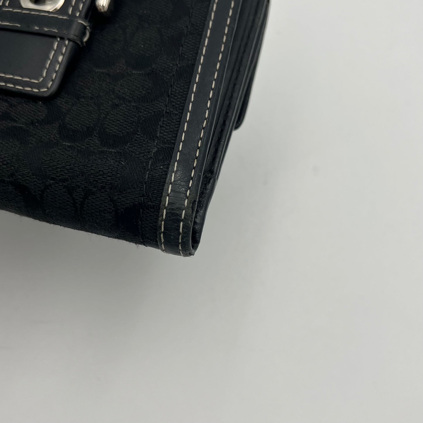 Coach Black Signature Canvas Buckle Soho Compact Bifold Wallet