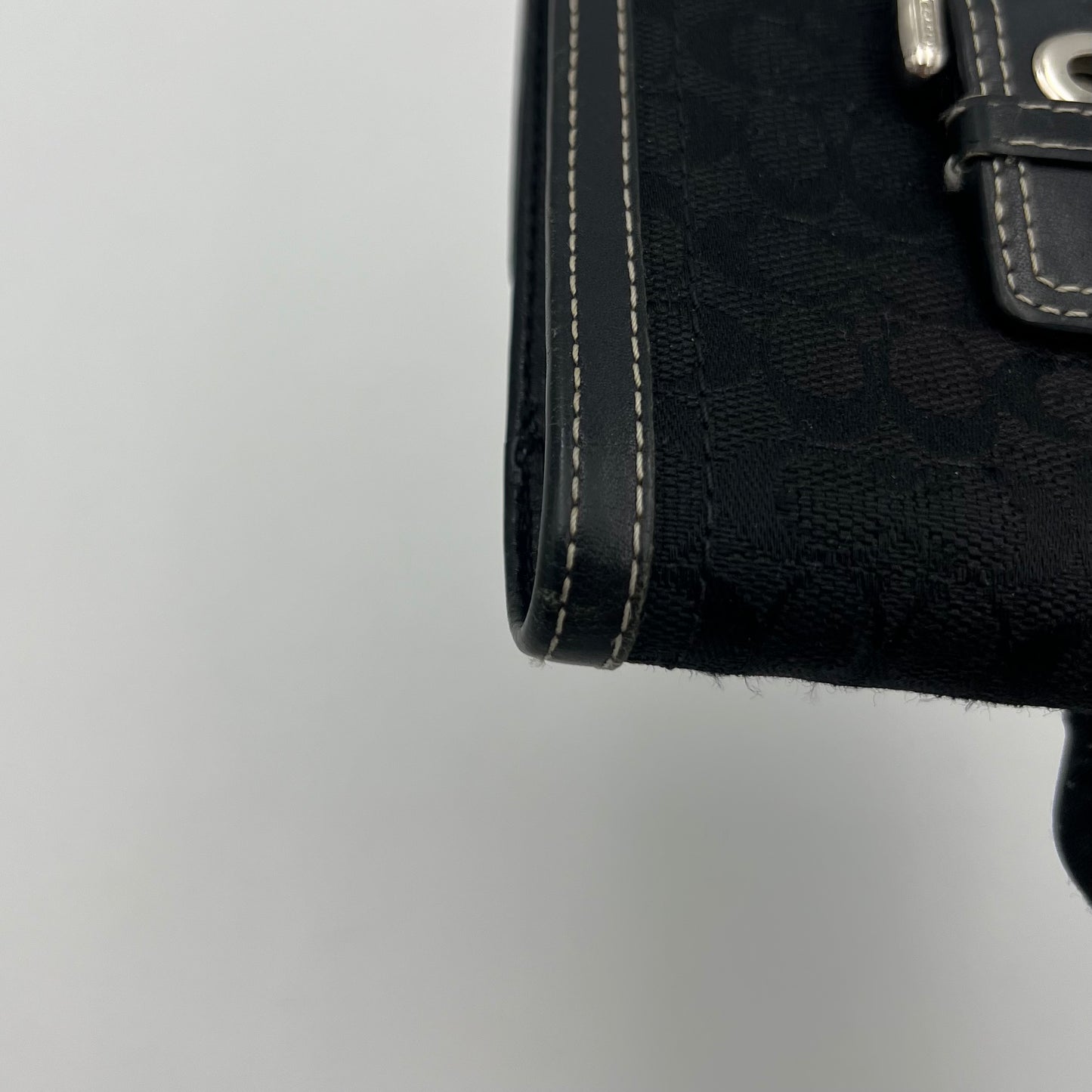 Coach Black Signature Canvas Buckle Soho Compact Bifold Wallet