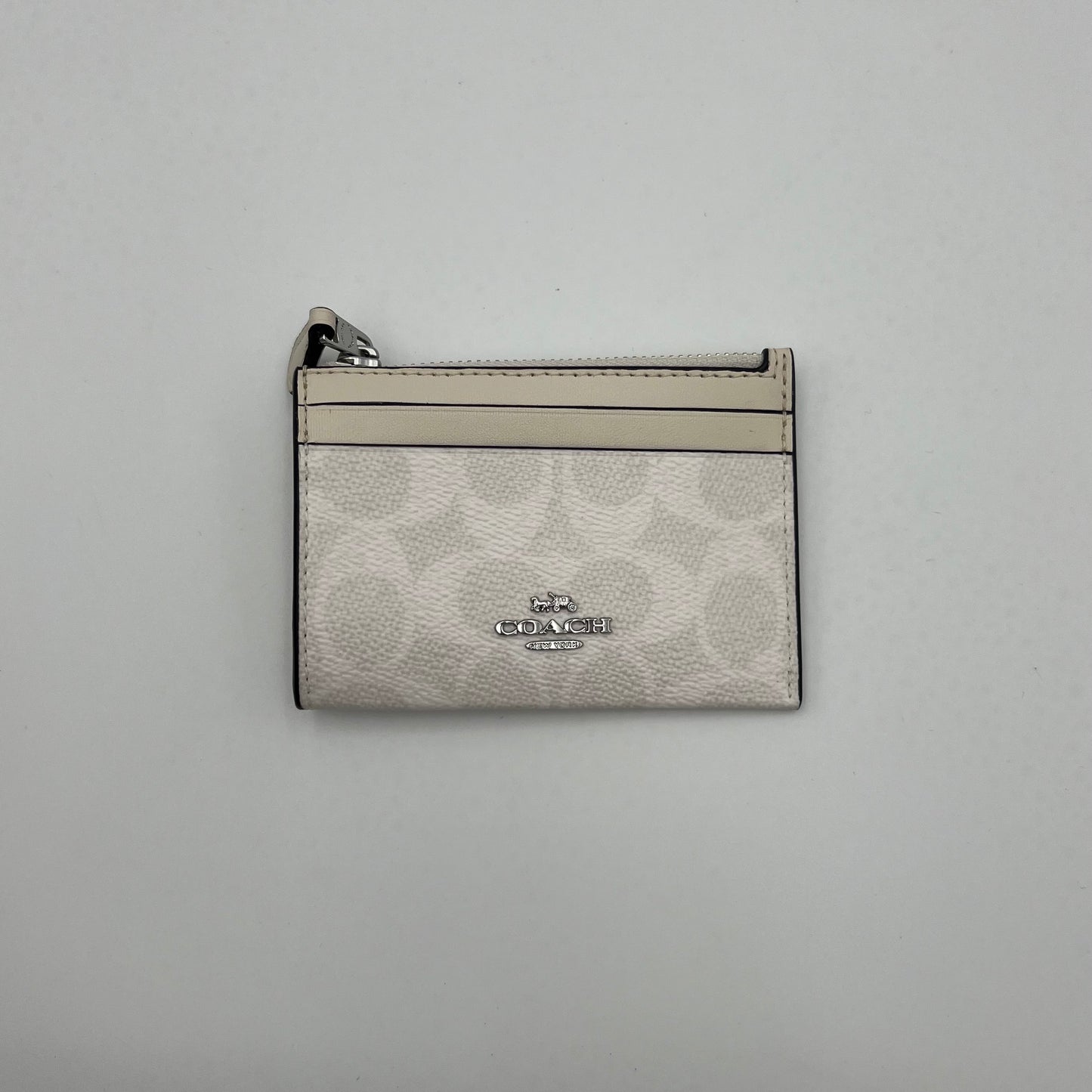 Coach White Signature Canvas Mini Card Case
