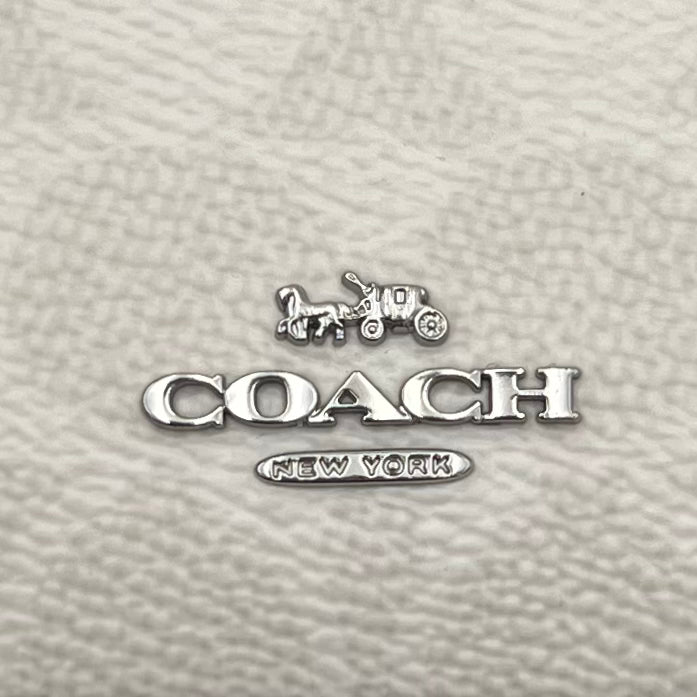 Coach White Signature Canvas Mini Card Case