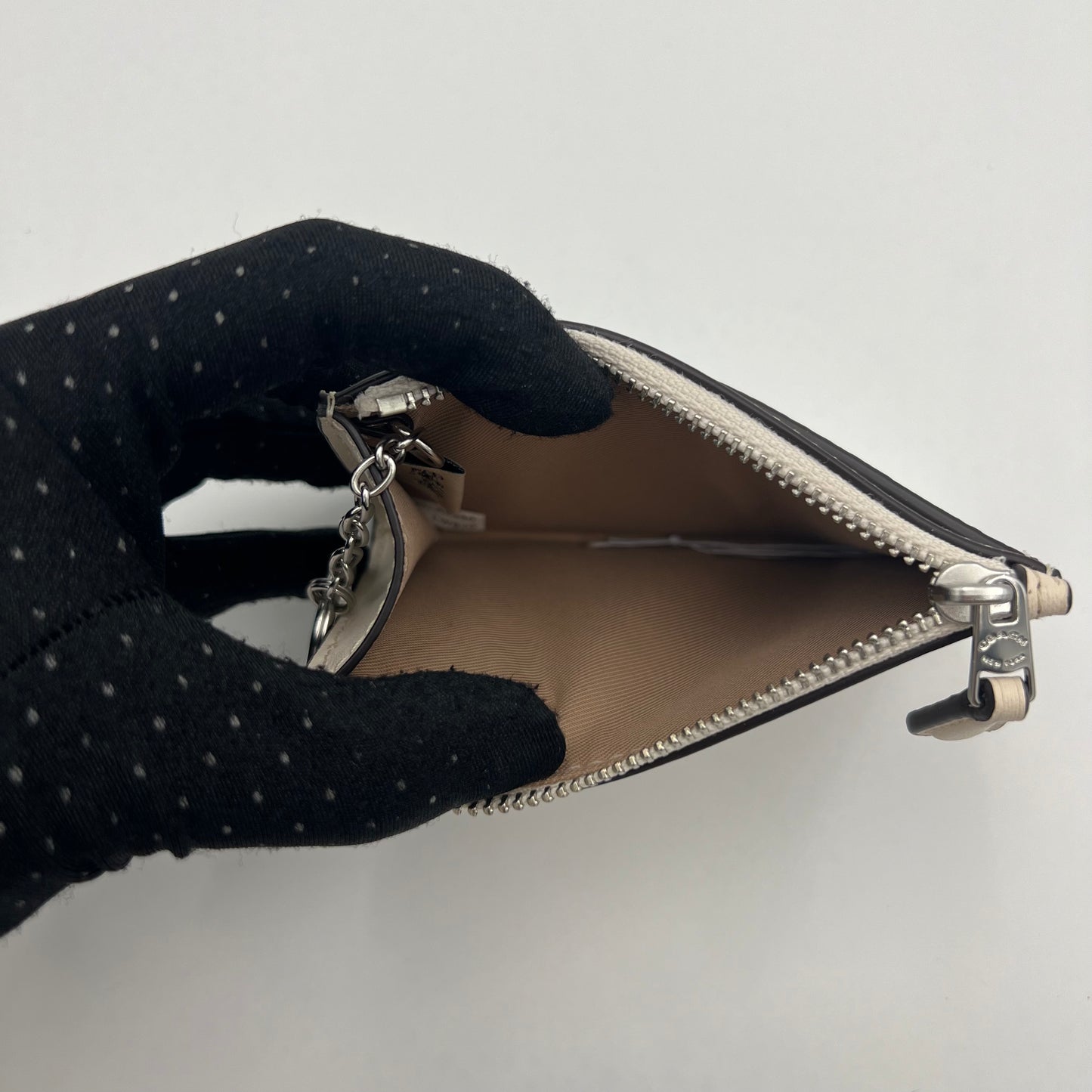 Coach White Signature Canvas Mini Card Case