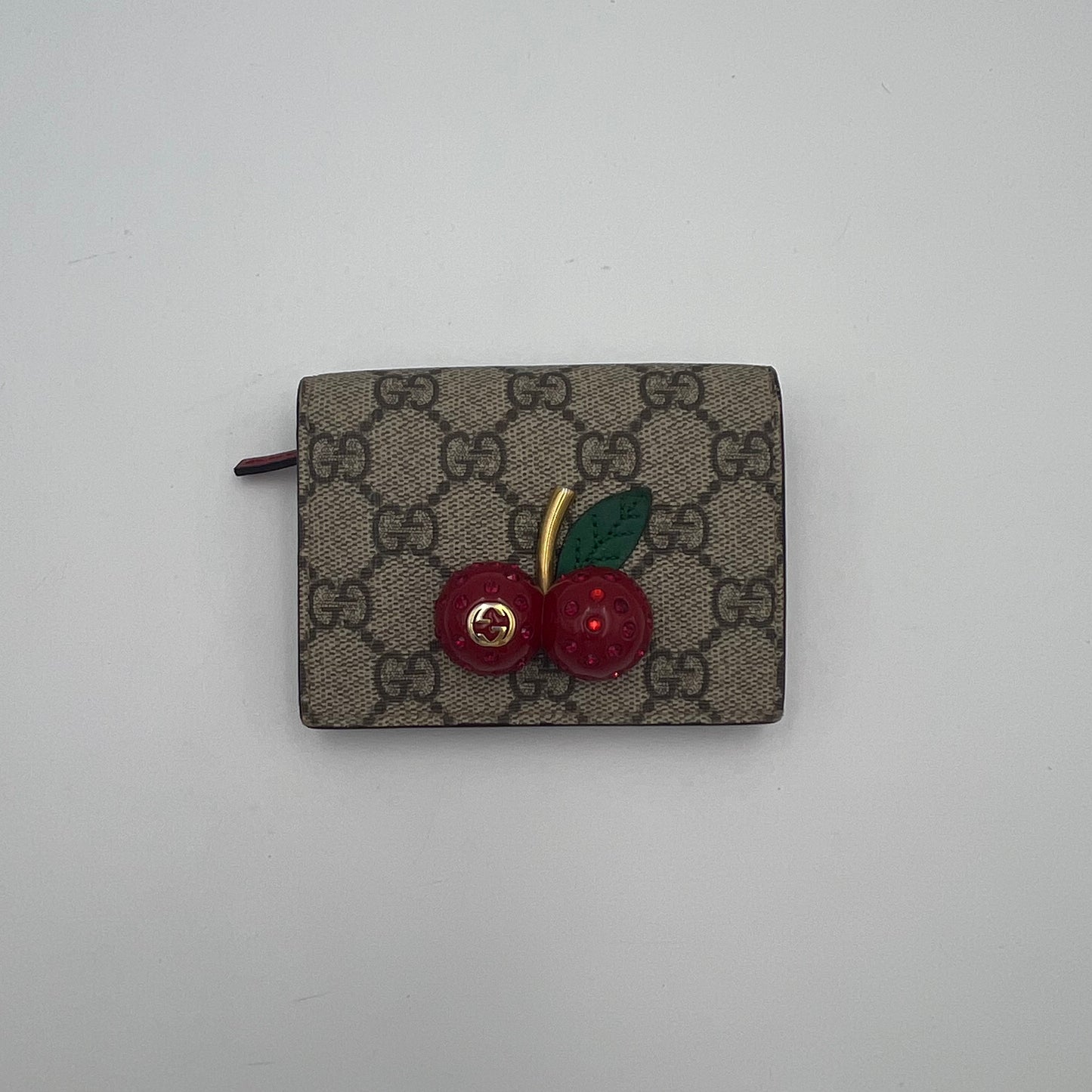 Gucci Monogram Canvas Cherry Short Wallet