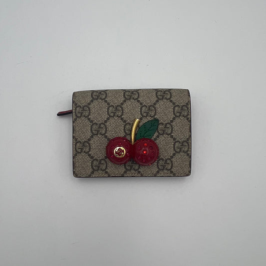 Gucci Monogram Canvas Cherry Short Wallet