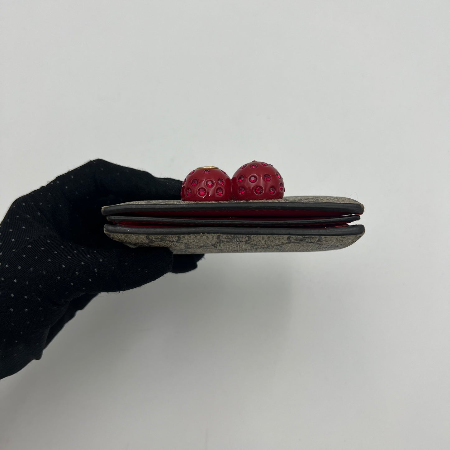 Gucci Monogram Canvas Cherry Short Wallet
