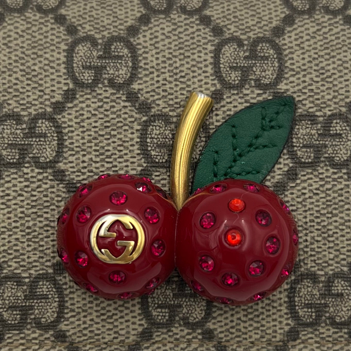Gucci Monogram Canvas Cherry Short Wallet