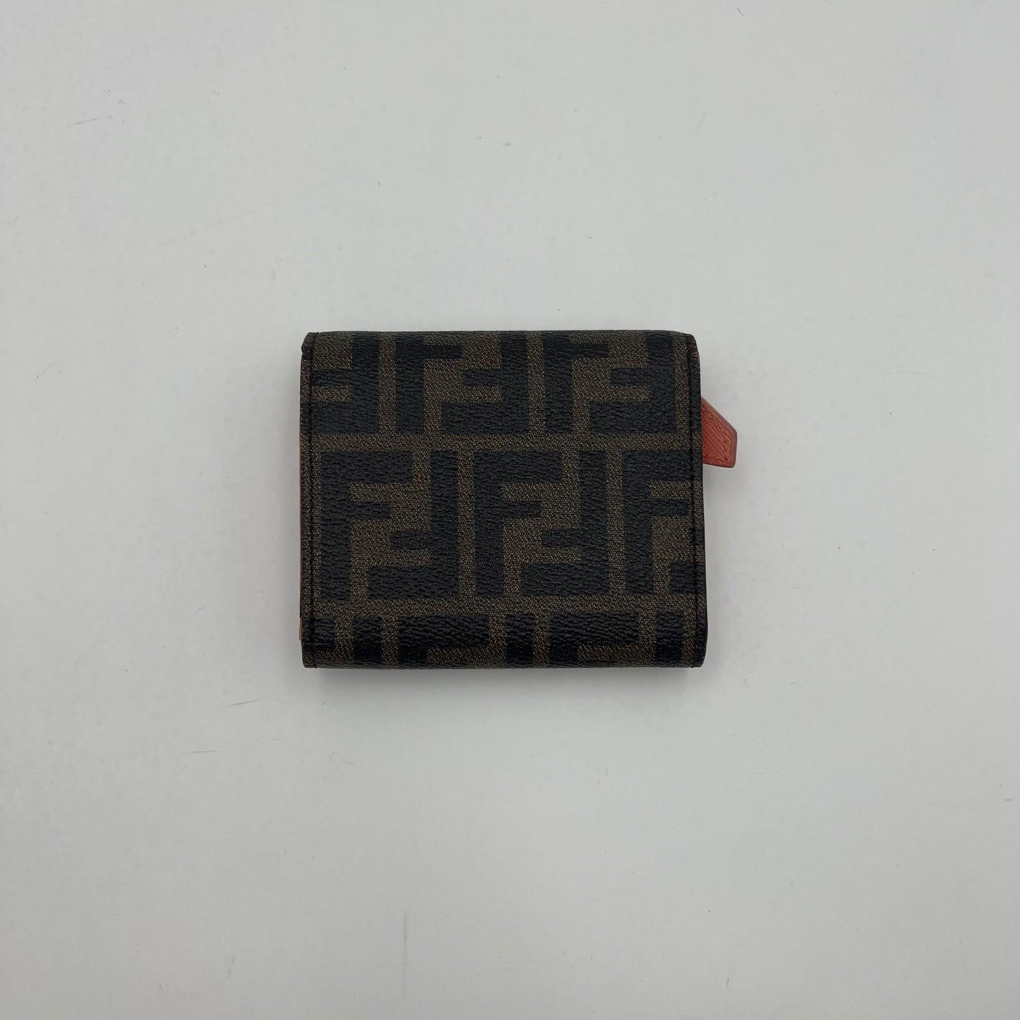 Fendi Tobacco Zucca Coated Canvas and Pink Leather Short Bifold Wallet