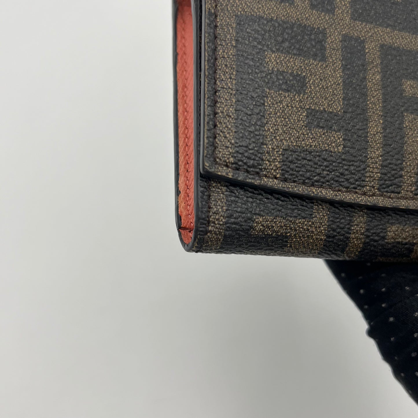 Fendi Tobacco Zucca Coated Canvas and Pink Leather Short Bifold Wallet