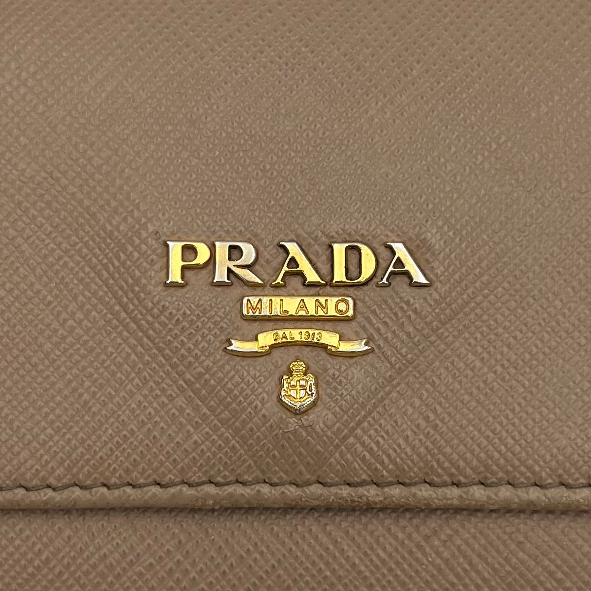 Prada Beige Saffiano Multicolor Interior French Compact Wallet