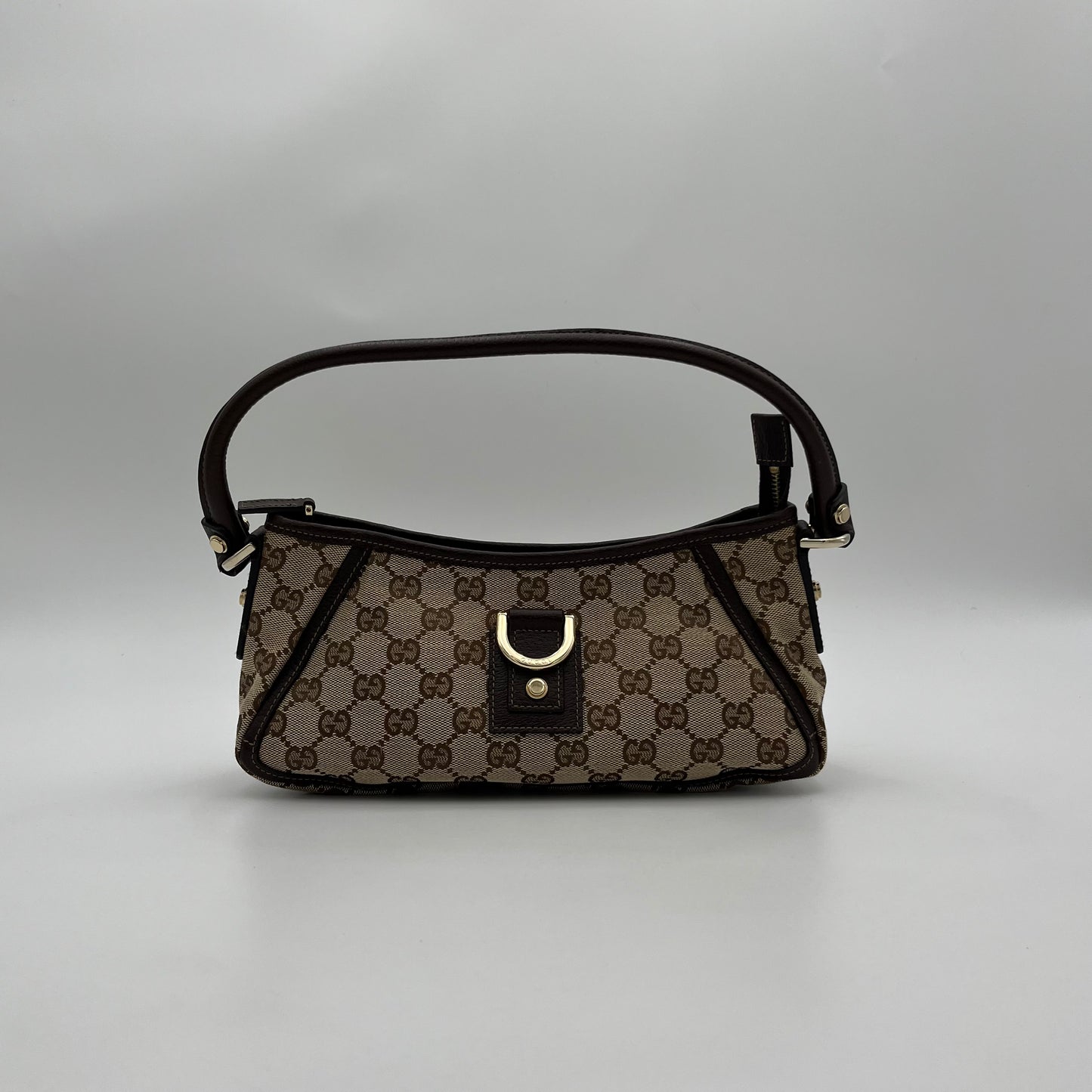 Gucci Brown Monogram Canvas and Leather Abbey D-Ring Pochette