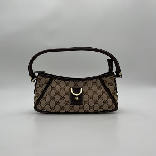 Gucci Brown Monogram Canvas and Leather Abbey D-Ring Pochette