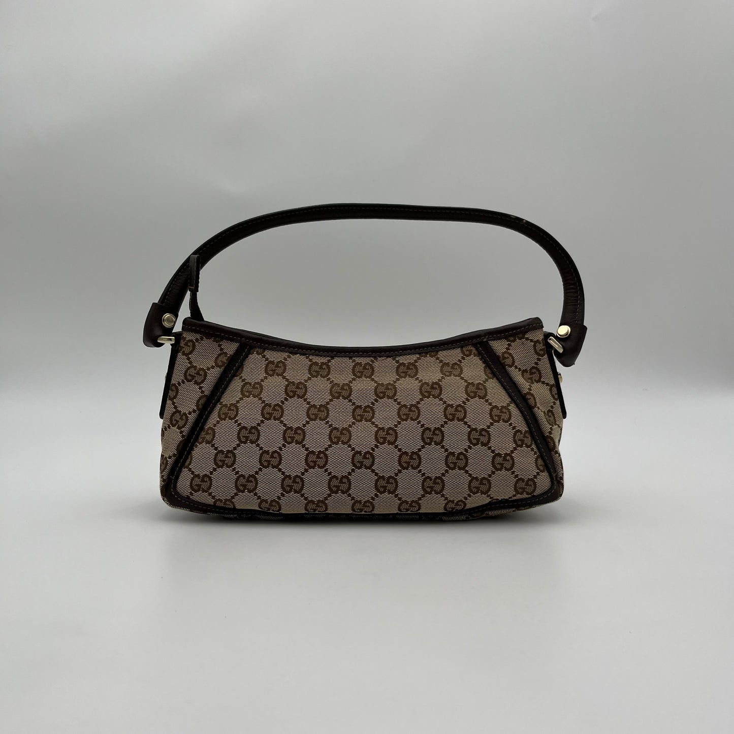 Gucci Brown Monogram Canvas and Leather Abbey D-Ring Pochette
