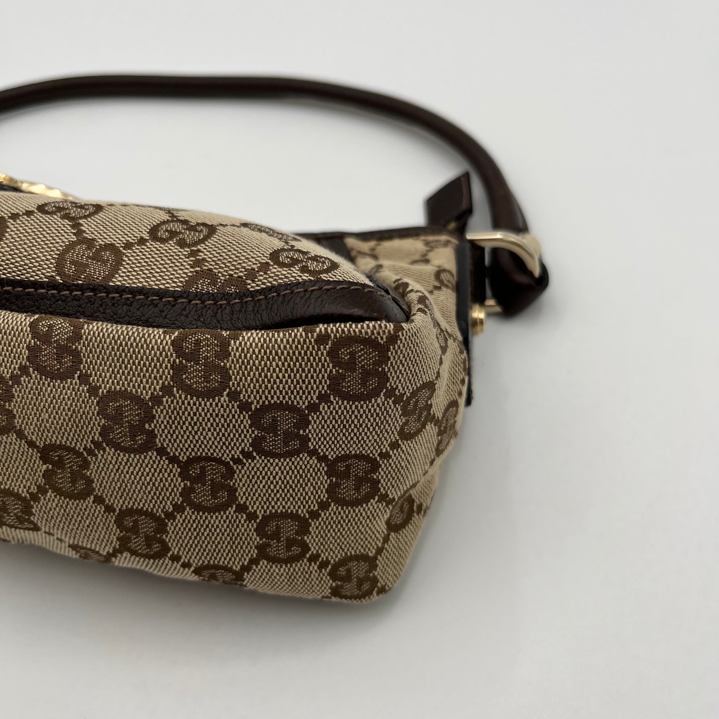 Gucci Brown Monogram Canvas and Leather Abbey D-Ring Pochette
