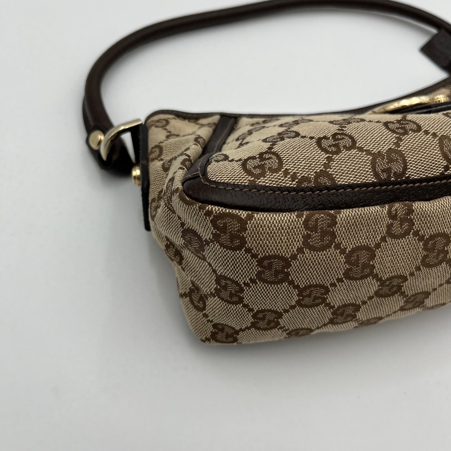Gucci Brown Monogram Canvas and Leather Abbey D-Ring Pochette
