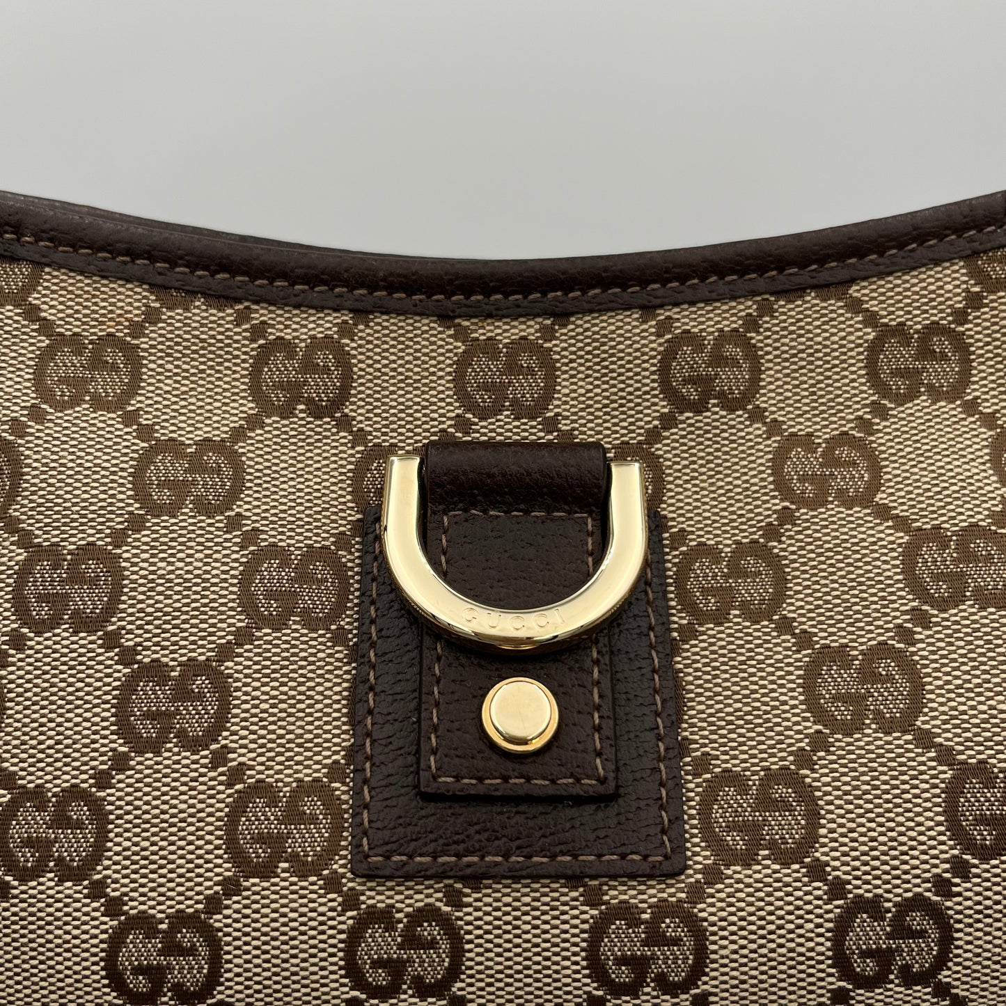 Gucci Brown Monogram Canvas and Leather Abbey D-Ring Pochette