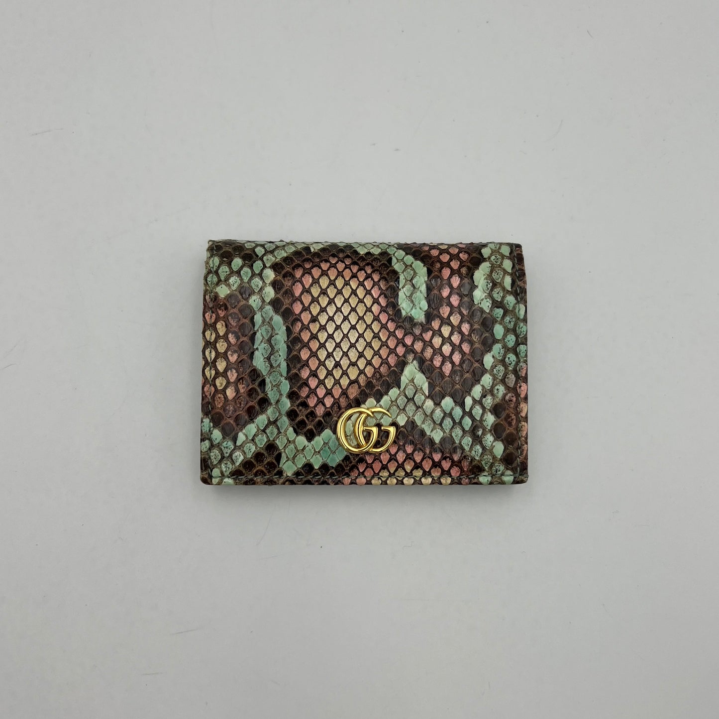 Gucci Multicolor Python Marmont Bifold Short Wallet GHW