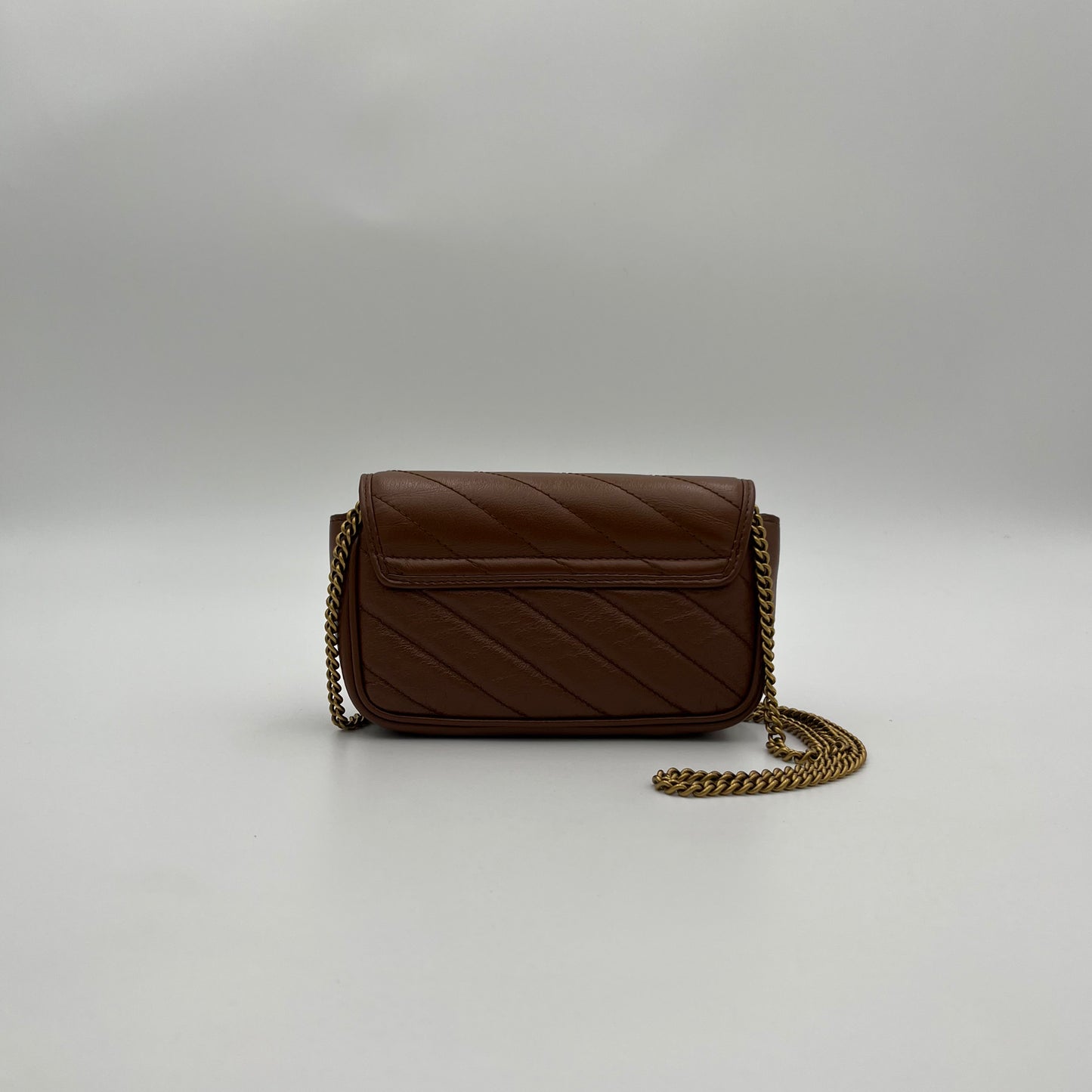 Gucci Brown Leather Matelasse Marmont Super Mini Crossbody