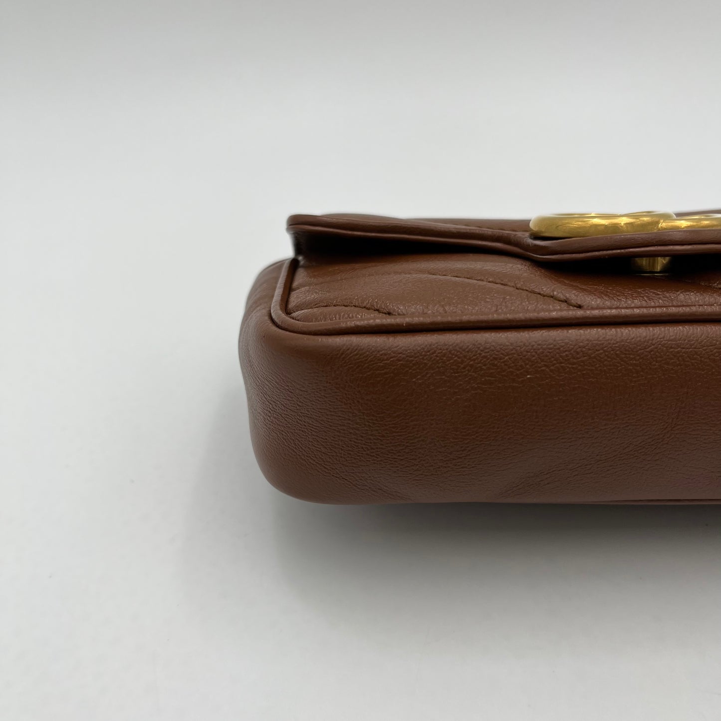 Gucci Brown Leather Matelasse Marmont Super Mini Crossbody