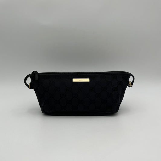 Gucci Black Monogram Canvas Boat Pochette GHW