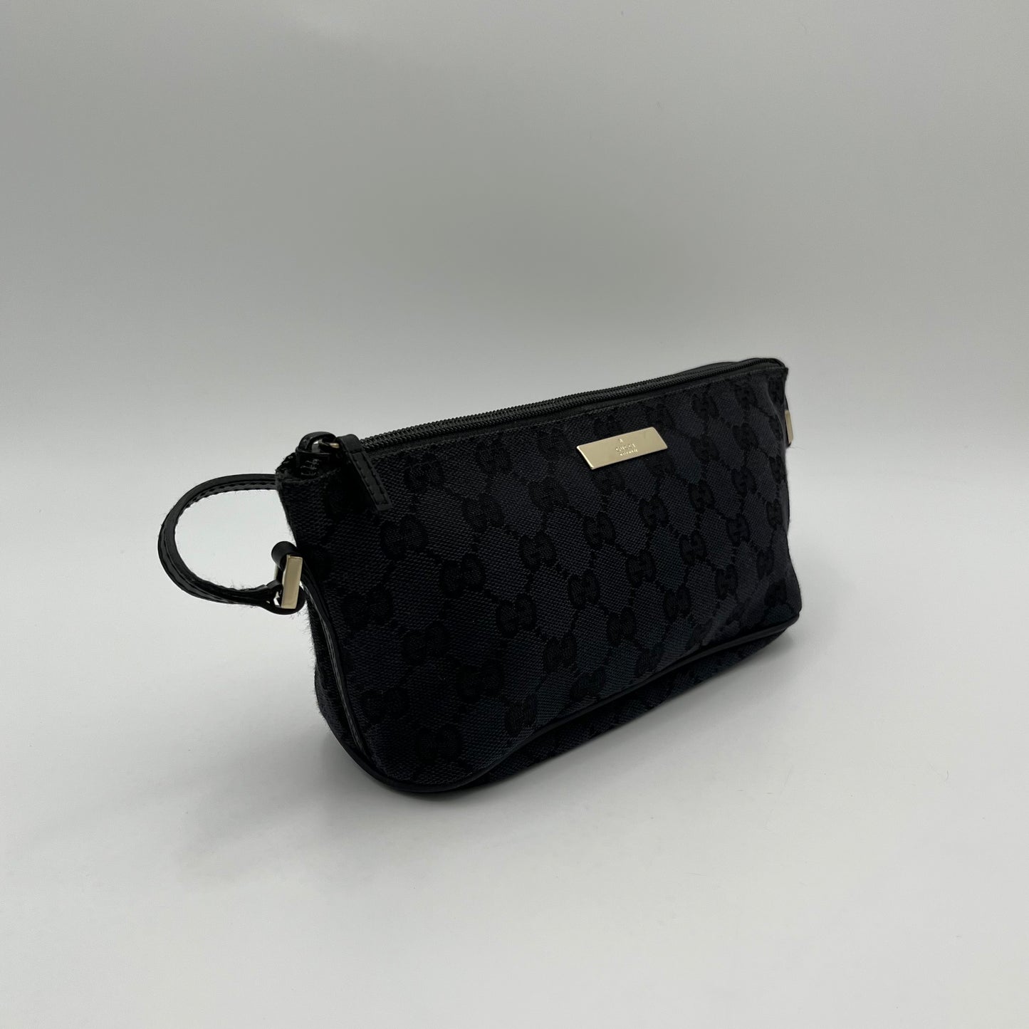 Gucci Black Monogram Canvas Boat Pochette GHW