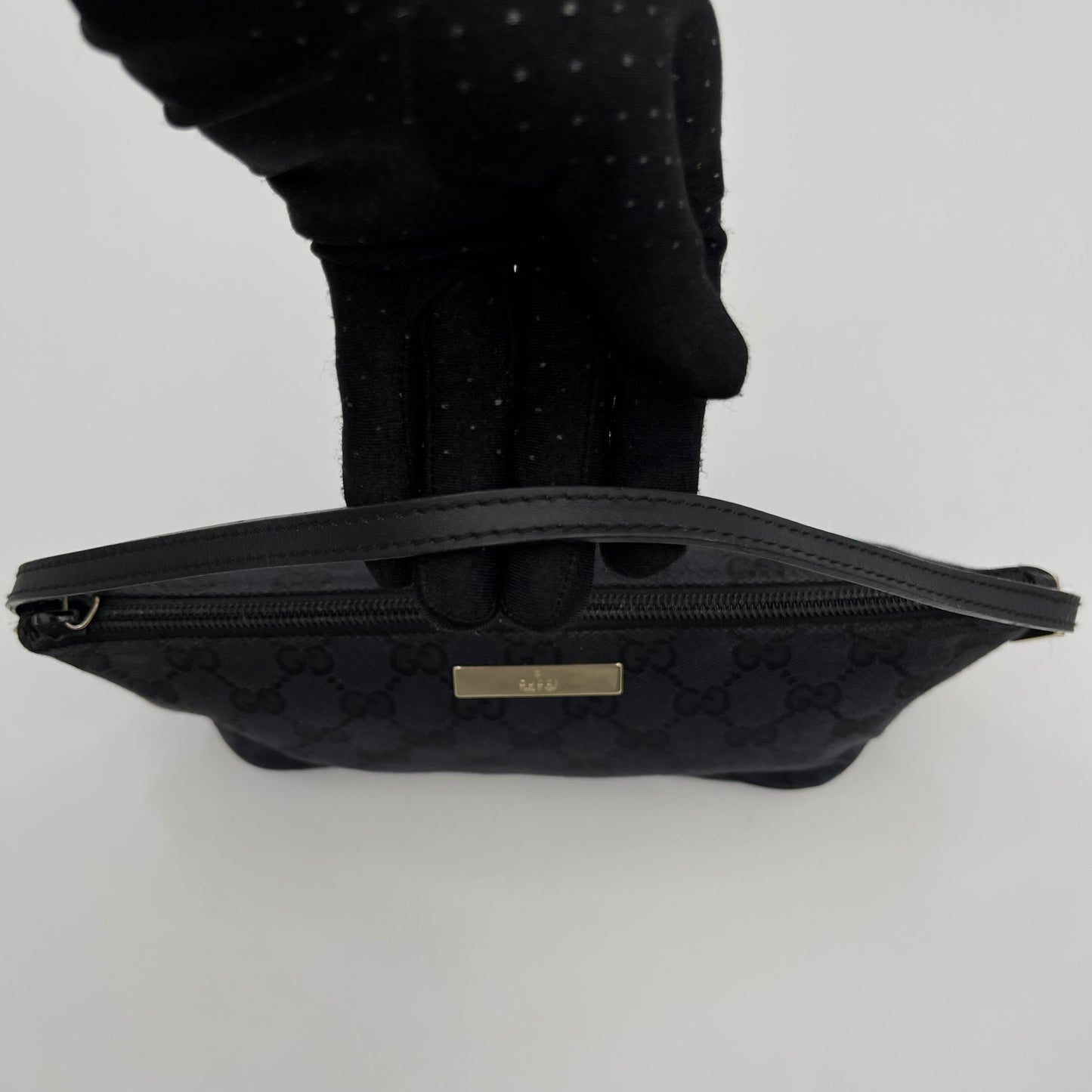 Gucci Black Monogram Canvas Boat Pochette GHW