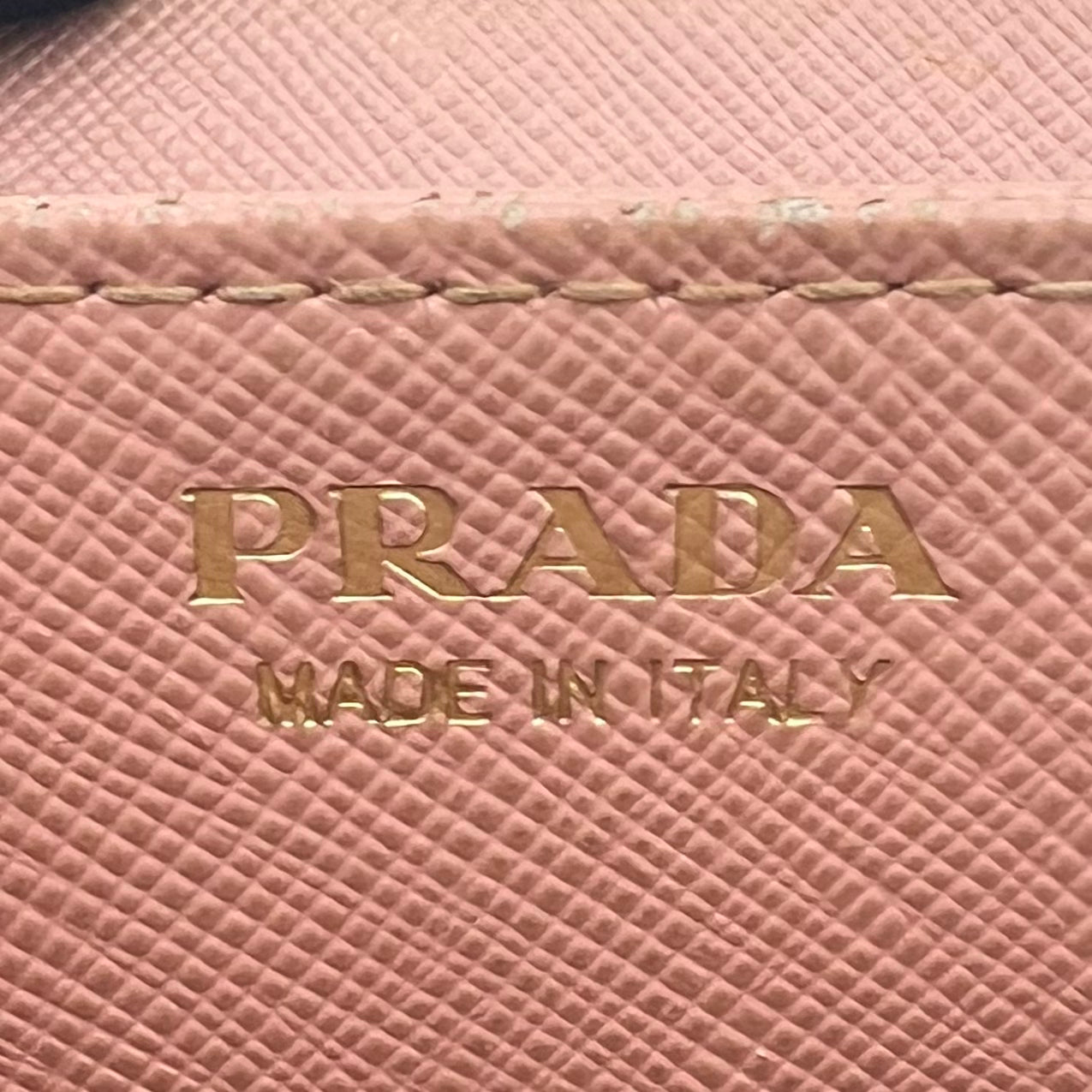 Prada Light Pink Saffiano Zippy Card Wallet GHW