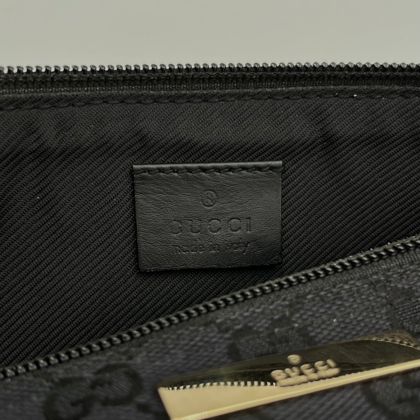 Gucci Black Monogram Canvas Boat Pochette GHW
