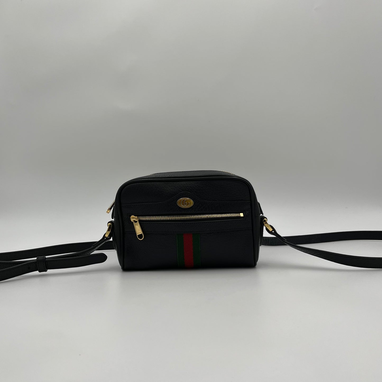 Gucci Black Leather Ophidia Mini Crossbody