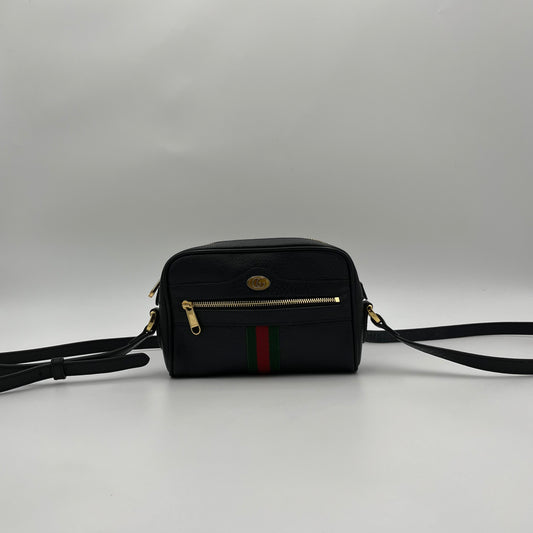 Gucci Black Leather Ophidia Mini Crossbody