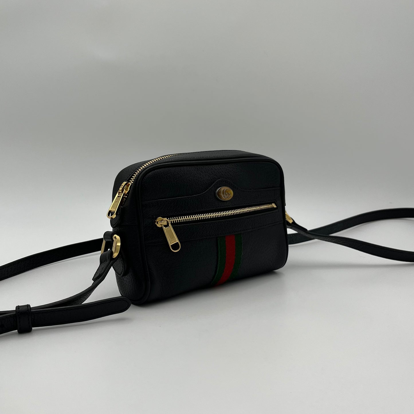 Gucci Black Leather Ophidia Mini Crossbody