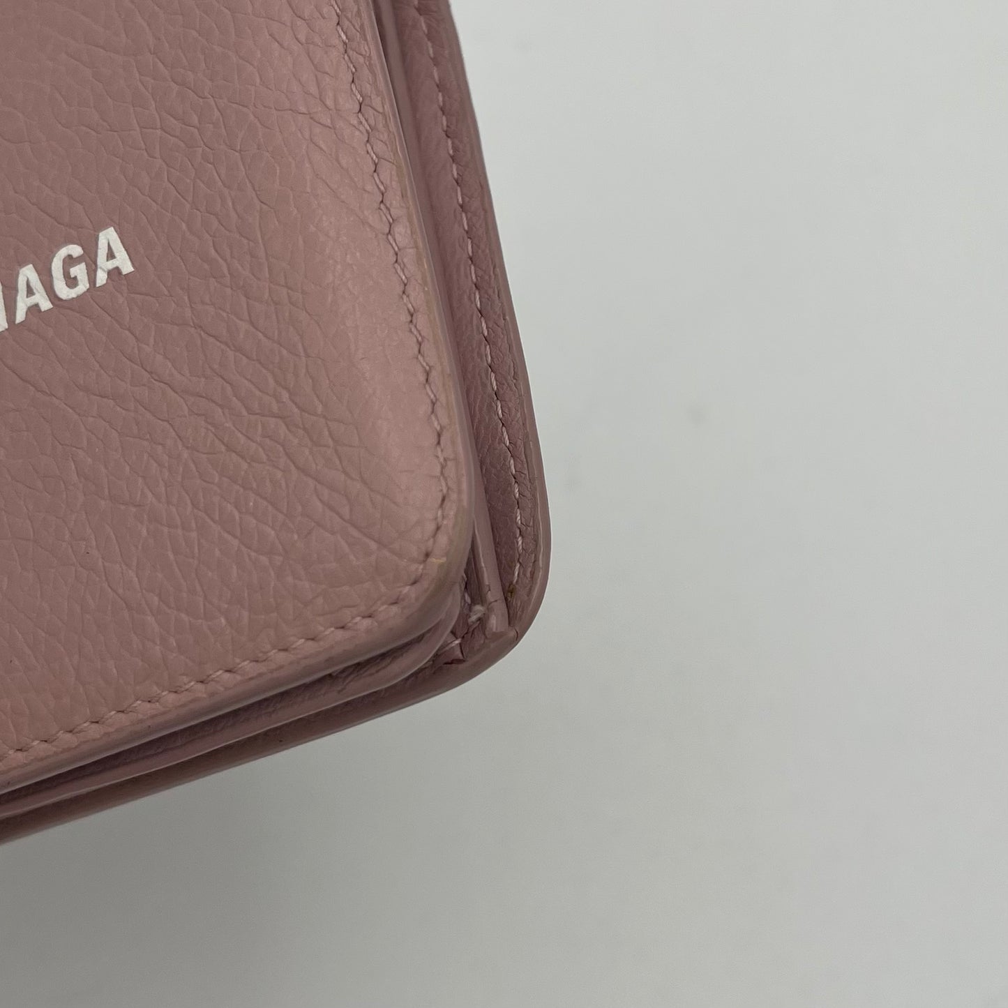 Balenciaga Powder Pink Leather Cash Flap Card Wallet