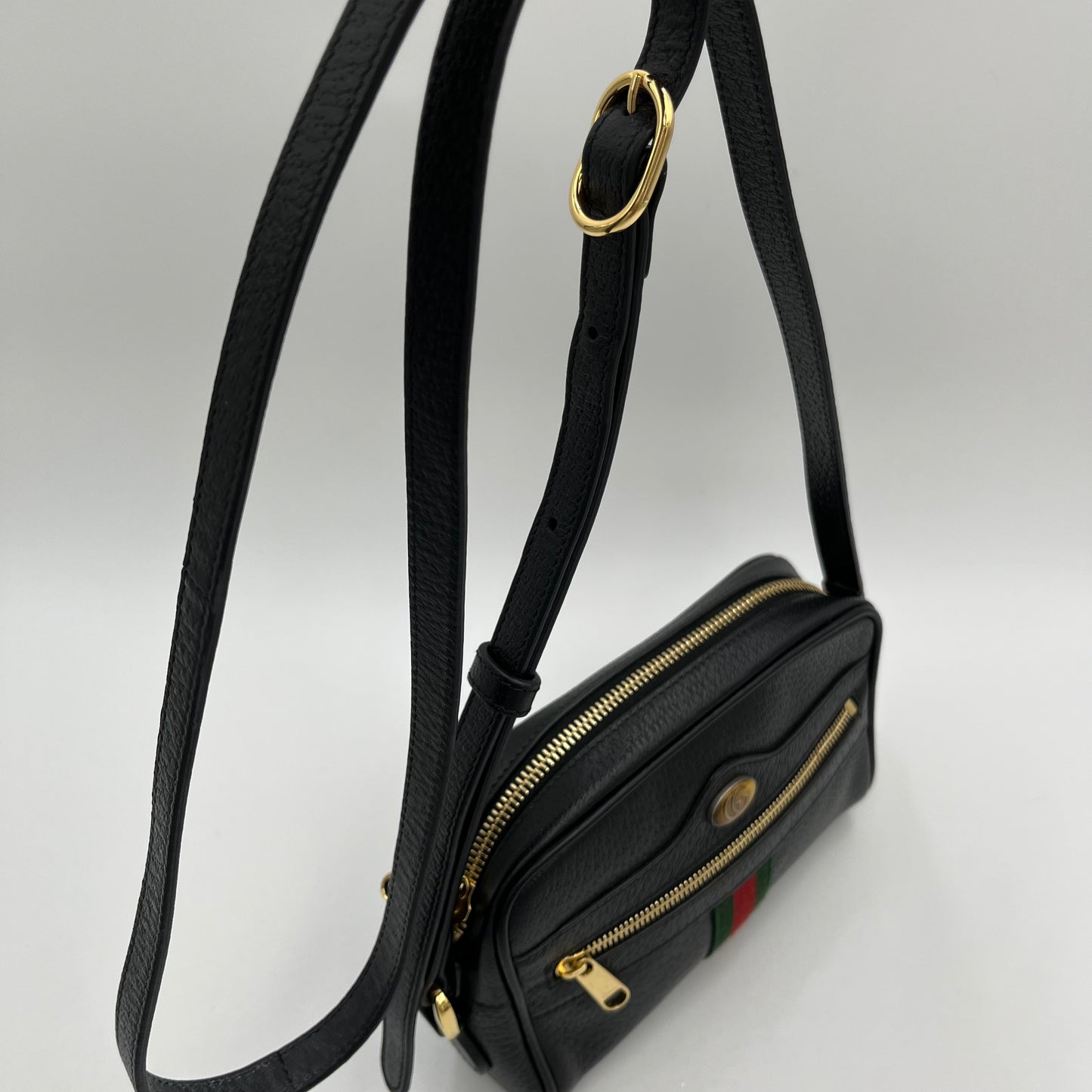 Gucci Black Leather Ophidia Mini Crossbody