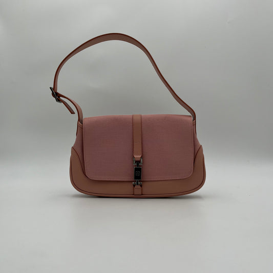 Gucci Pink and Leather Flap Jackie Shoulder Bag