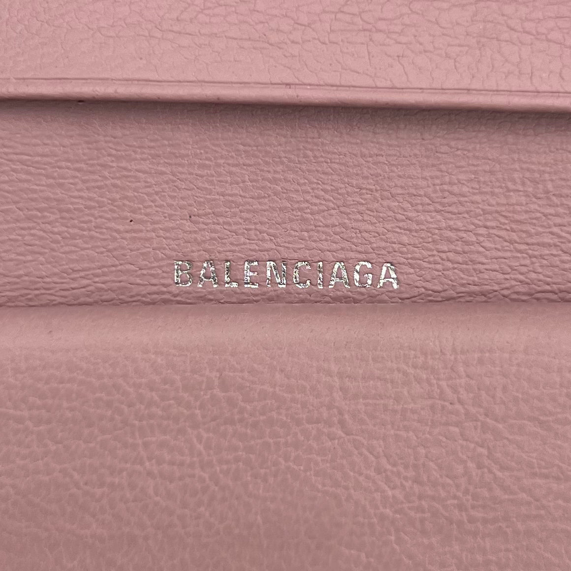 Balenciaga Powder Pink Leather Cash Flap Card Wallet