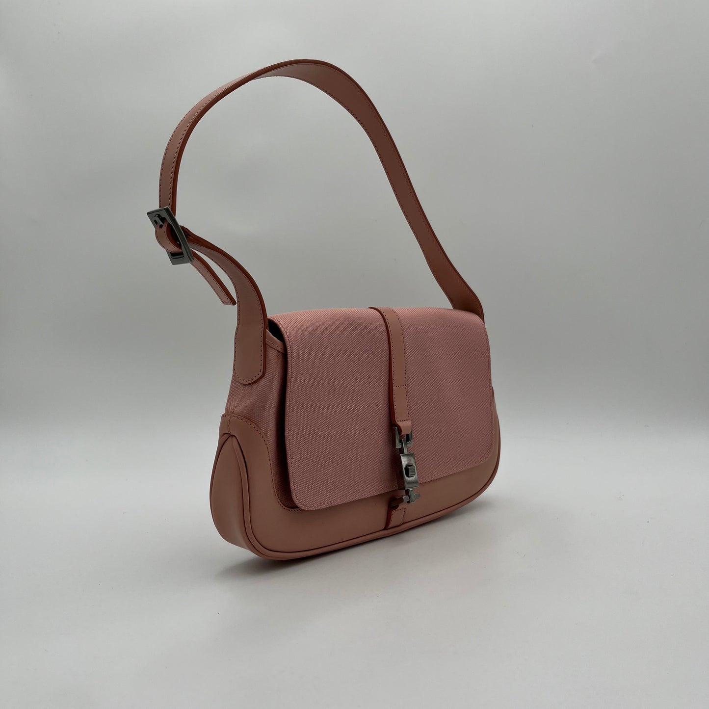 Gucci Pink and Leather Flap Jackie Shoulder Bag