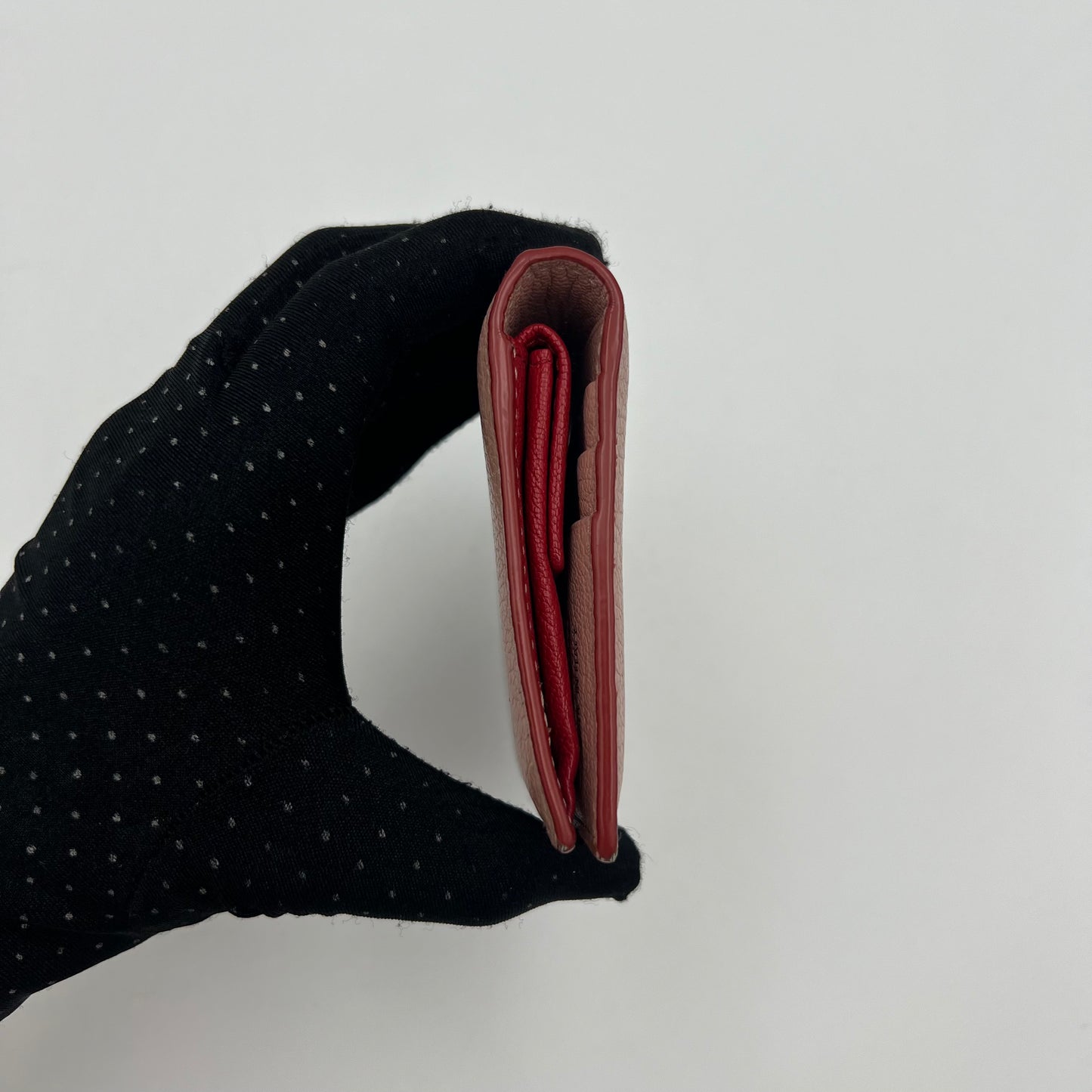 Miu Miu Nude Pink Leather Madras Heart Bifold Short Wallet