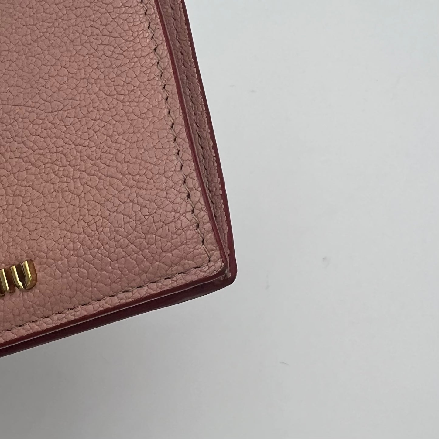 Miu Miu Nude Pink Leather Madras Heart Bifold Short Wallet