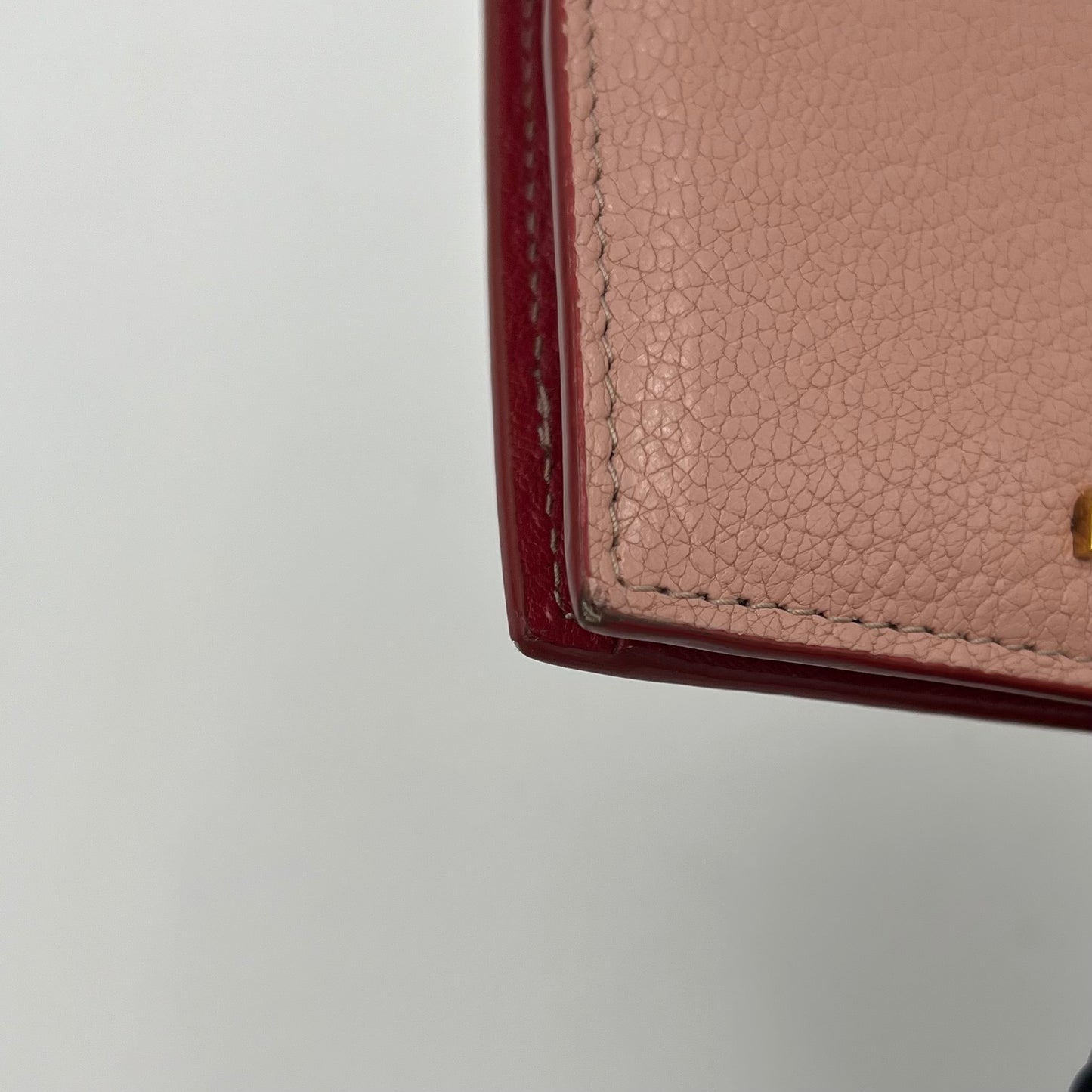 Miu Miu Nude Pink Leather Madras Heart Bifold Short Wallet