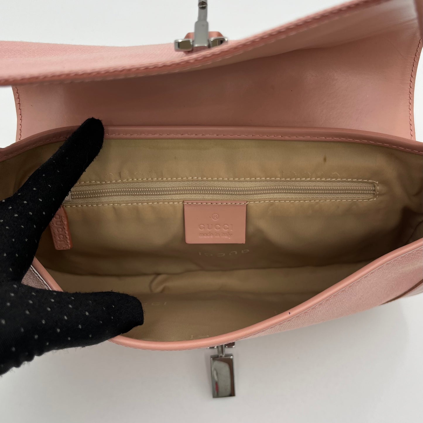 Gucci Pink and Leather Flap Jackie Shoulder Bag