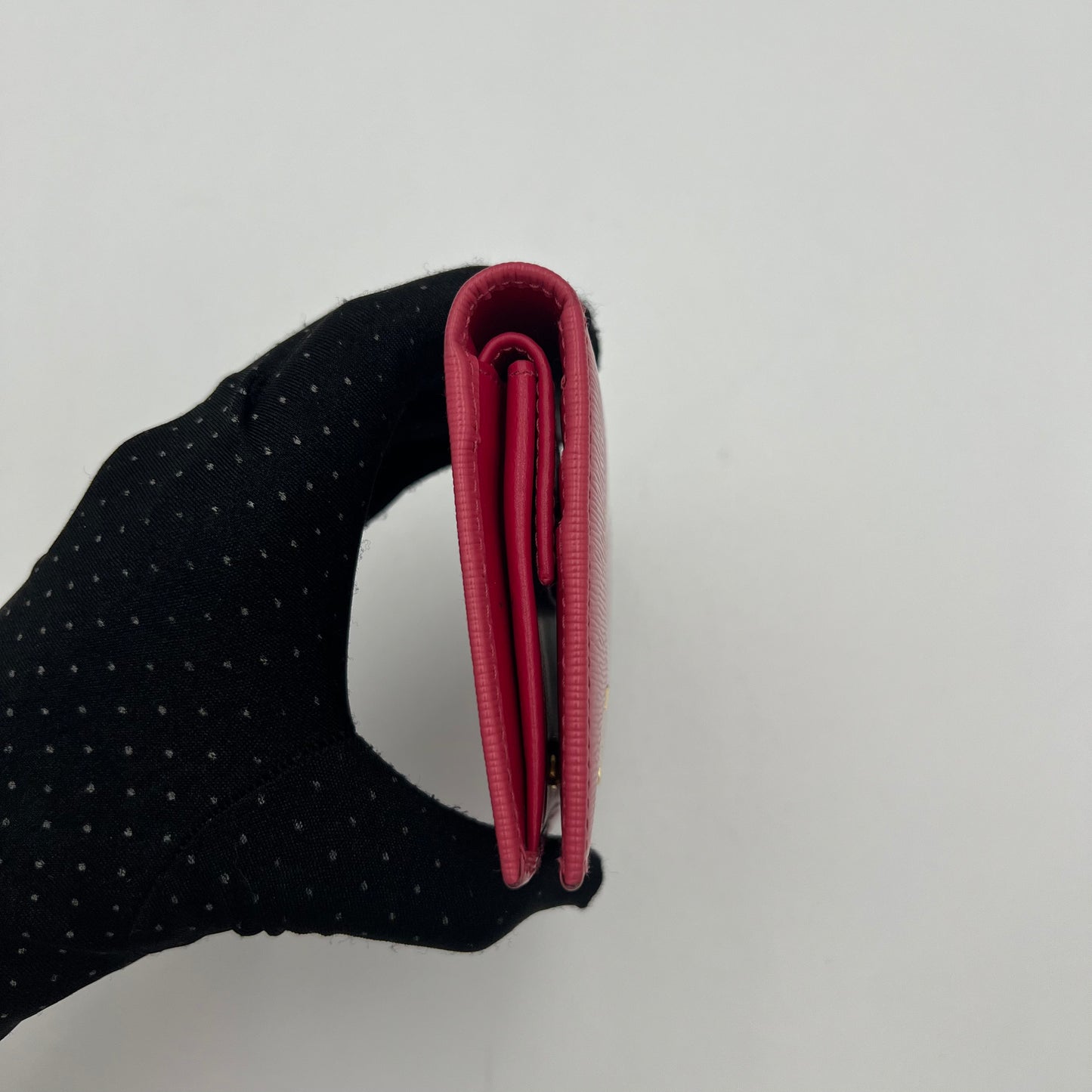 Prada Pink Vitello Move Short Bifold Wallet