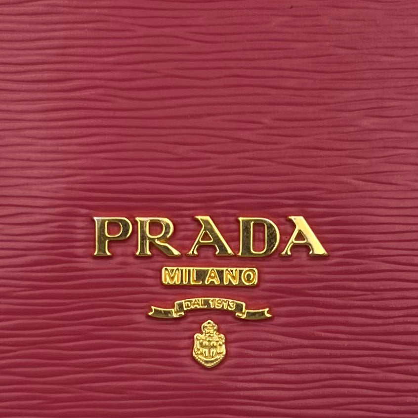 Prada Pink Vitello Move Short Bifold Wallet