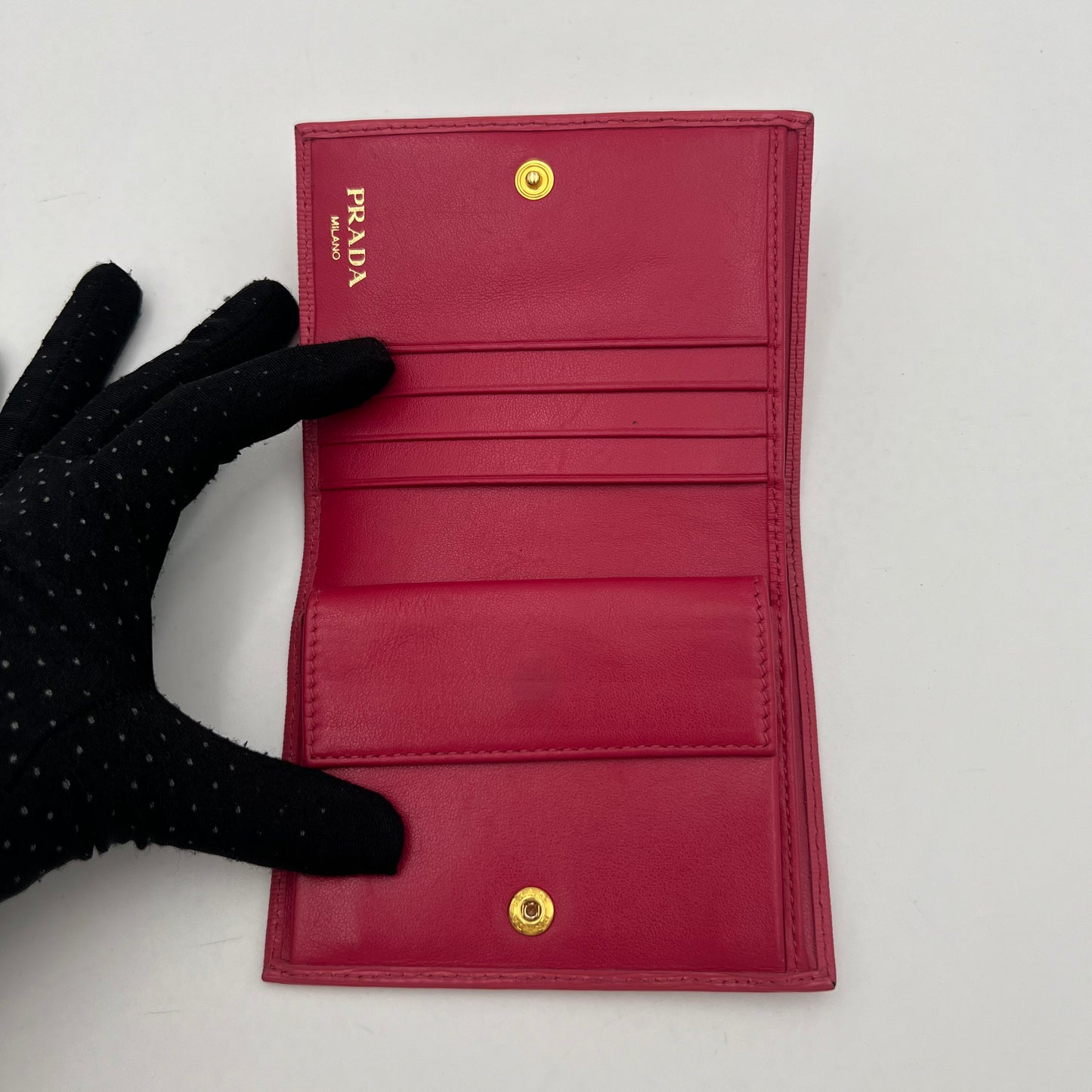 Prada Pink Vitello Move Short Bifold Wallet