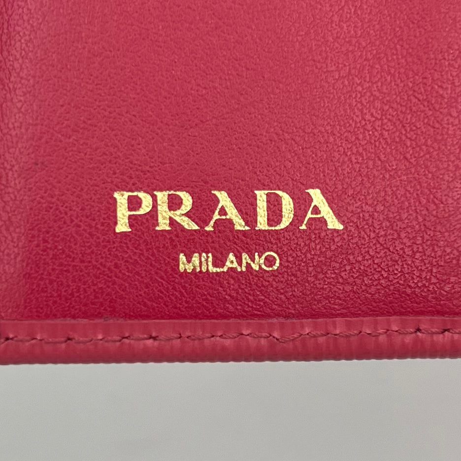 Prada Pink Vitello Move Short Bifold Wallet