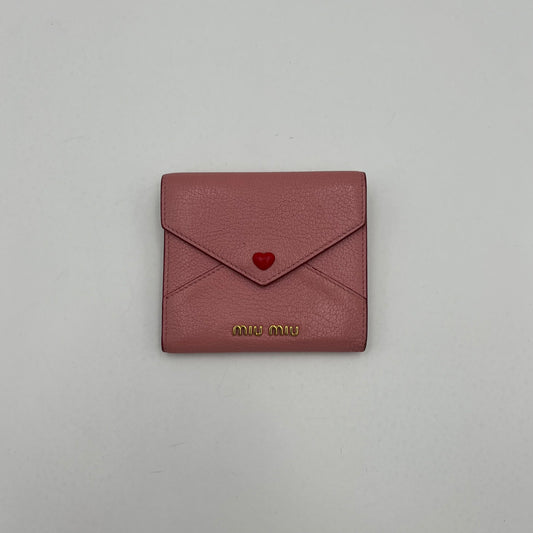 Miu Miu Pink Leather Heart Envelope Short Wallet