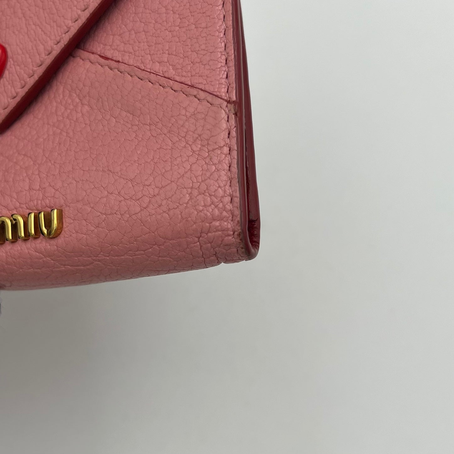 Miu Miu Pink Leather Heart Envelope Short Wallet