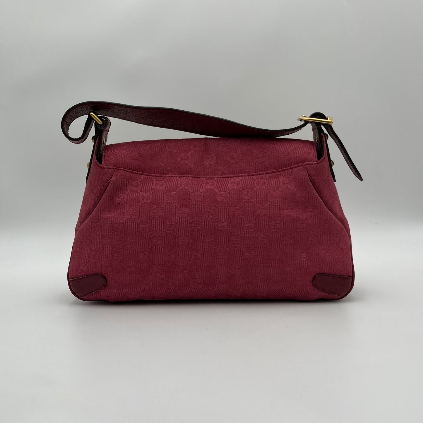 Gucci Pink GG Canvas and Leather Horsebit Shoulder Bag