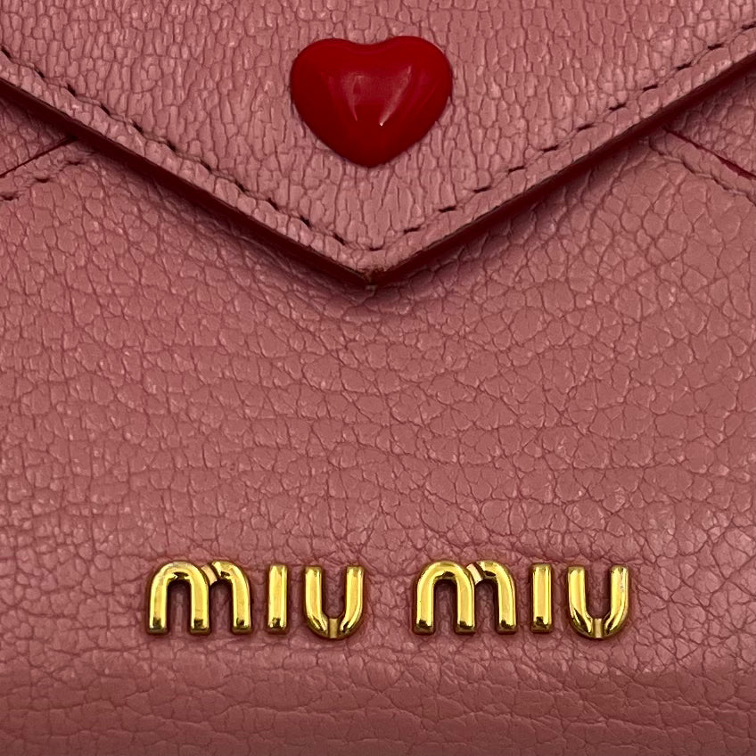 Miu Miu Pink Leather Heart Envelope Short Wallet