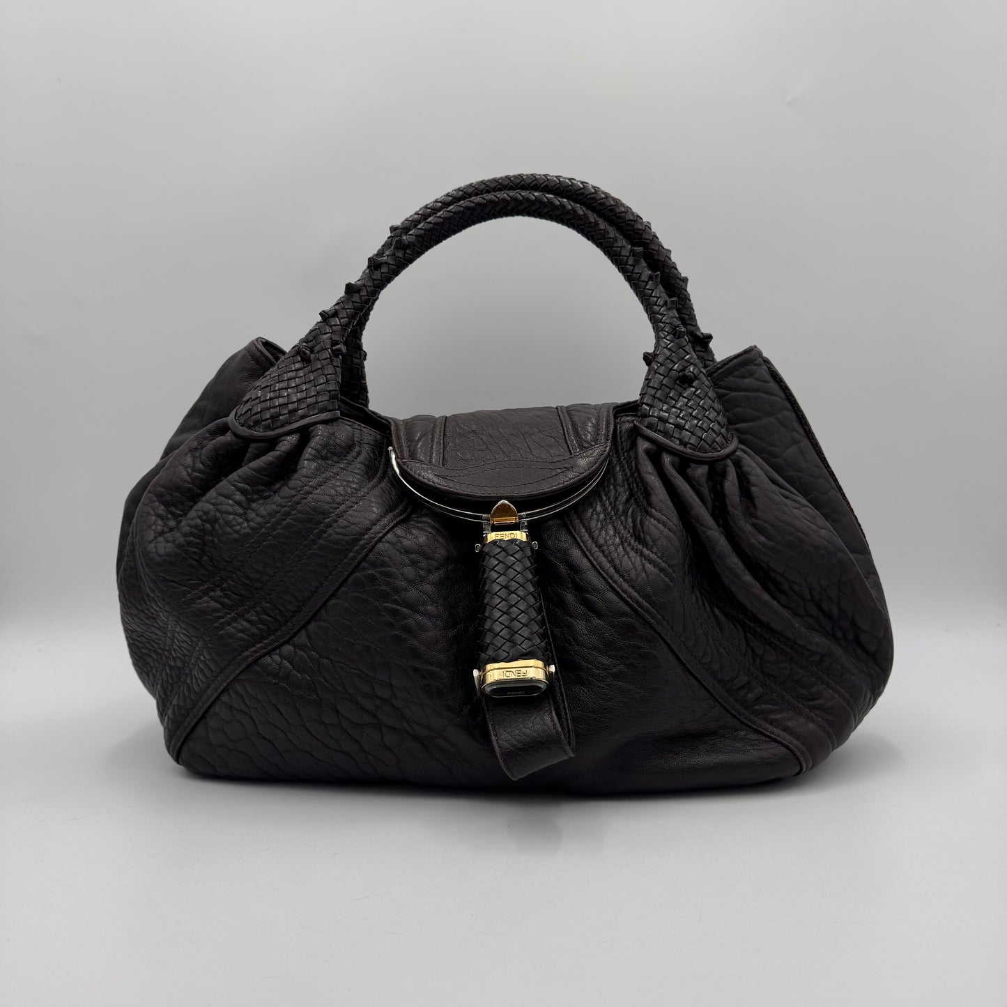 Fendi Brown Nappa Leather Spy Handbag