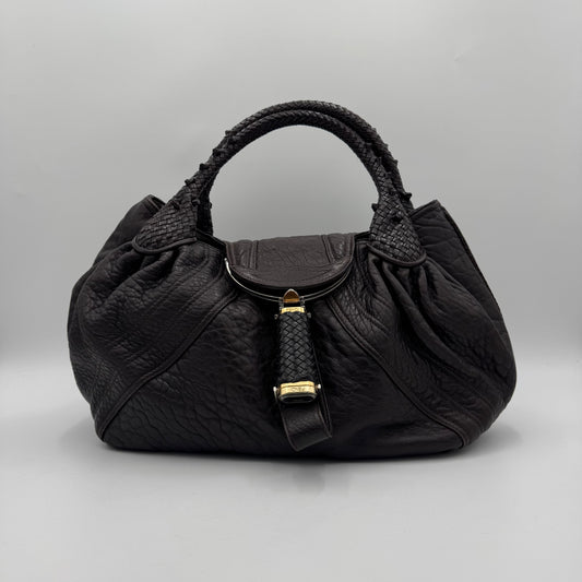 Fendi Brown Nappa Leather Spy Handbag